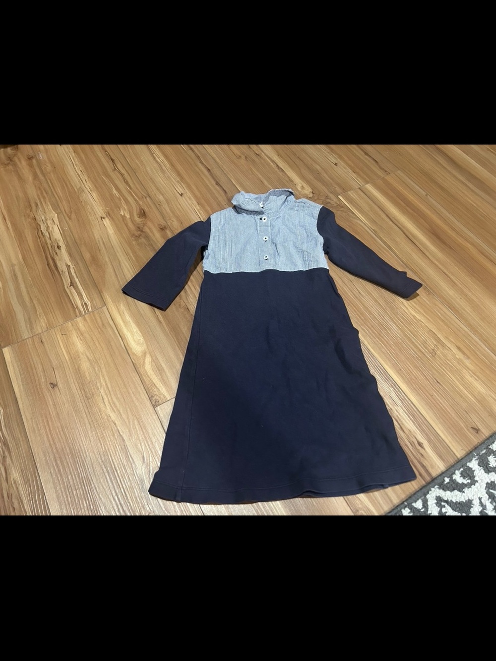 Brooks Brothers Girls Navy and Light Blue Long Sleeve Knit Dress XS